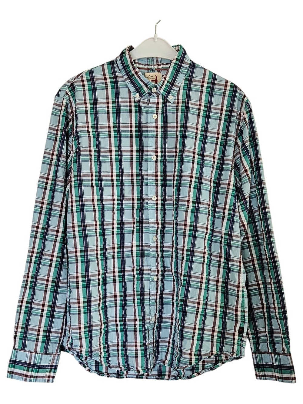 Relwen Men's XL Long Sleeve Plaid Checkered Button-Down Shirt Office Careerwear